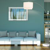 Q-Max Modern 81" Tall Standing Adjustable Arched Floor Lamp with Double Drum Shade and Marble Base