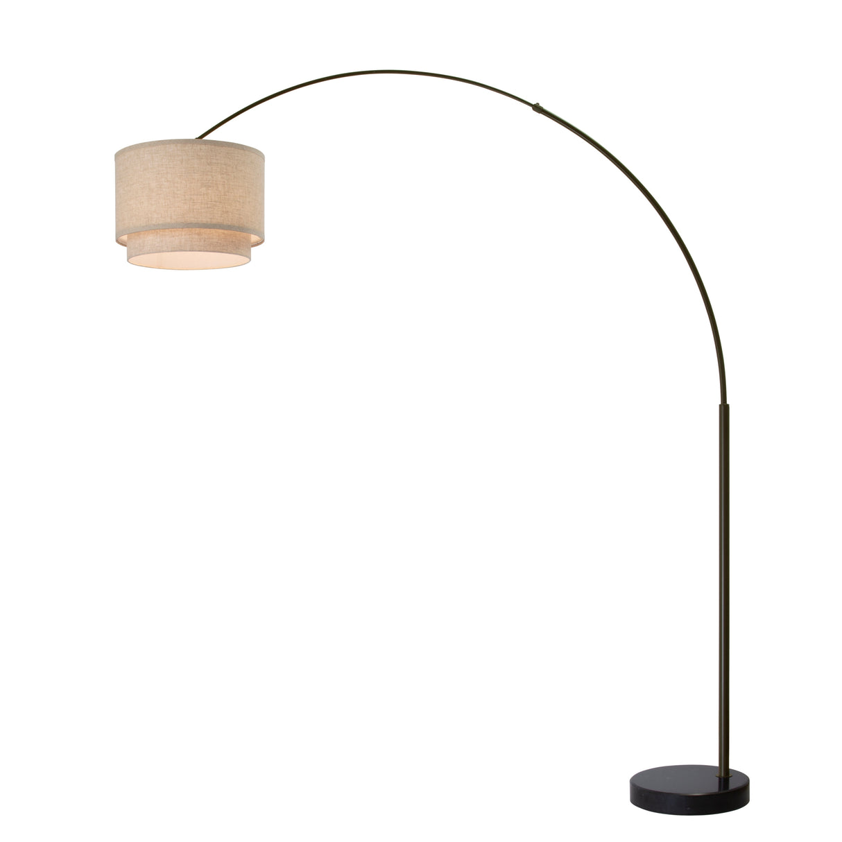 Q-Max Modern 81" Tall Standing Adjustable Arched Floor Lamp with Double Drum Shade and Marble Base