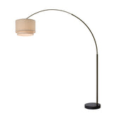 Q-Max Modern 81" Tall Standing Adjustable Arched Floor Lamp with Double Drum Shade and Marble Base