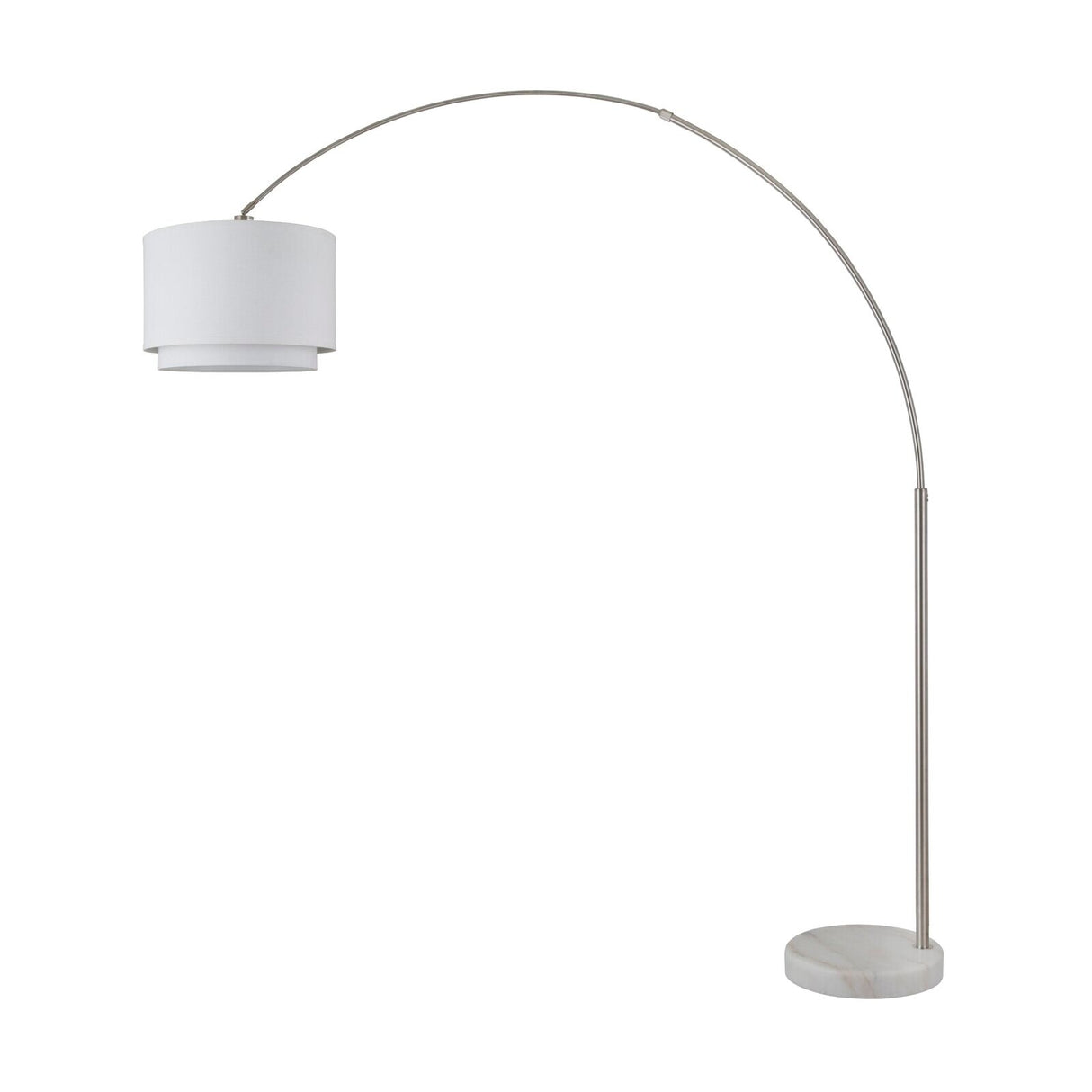 Q-Max Modern 81" Tall Standing Adjustable Arched Floor Lamp with Double Drum Shade and Marble Base