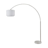 Q-Max Modern 81" Tall Standing Adjustable Arched Floor Lamp with Double Drum Shade and Marble Base