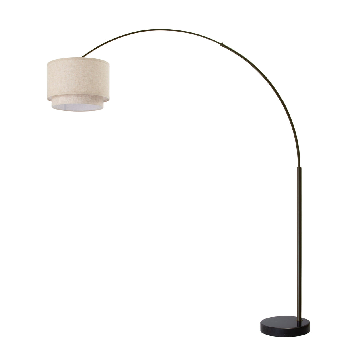 Q-Max Modern 81" Tall Standing Adjustable Arched Floor Lamp with Double Drum Shade and Marble Base
