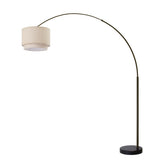 Q-Max Modern 81" Tall Standing Adjustable Arched Floor Lamp with Double Drum Shade and Marble Base