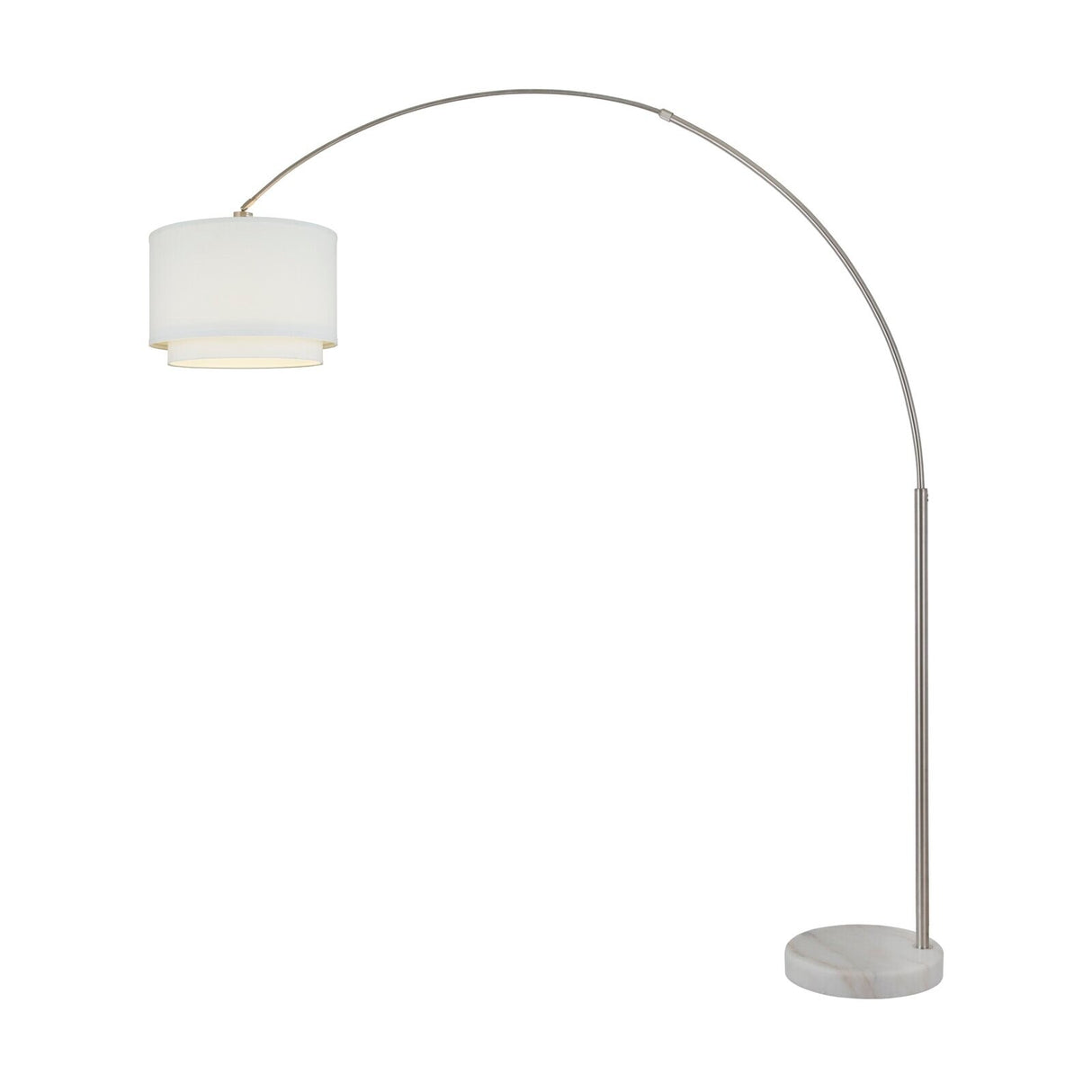 Q-Max Modern 81" Tall Standing Adjustable Arched Floor Lamp with Double Drum Shade and Marble Base