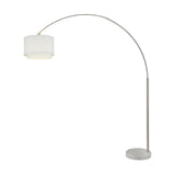 Q-Max Modern 81" Tall Standing Adjustable Arched Floor Lamp with Double Drum Shade and Marble Base