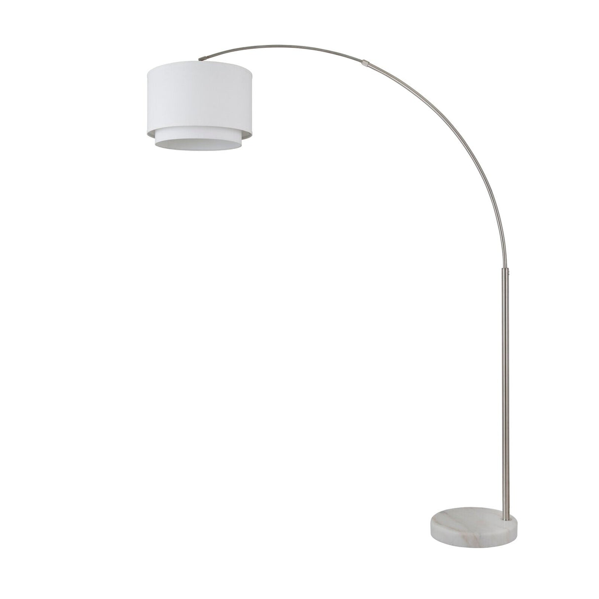 Q-Max Modern 81" Tall Standing Adjustable Arched Floor Lamp with Double Drum Shade and Marble Base