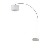 Q-Max Modern 81" Tall Standing Adjustable Arched Floor Lamp with Double Drum Shade and Marble Base