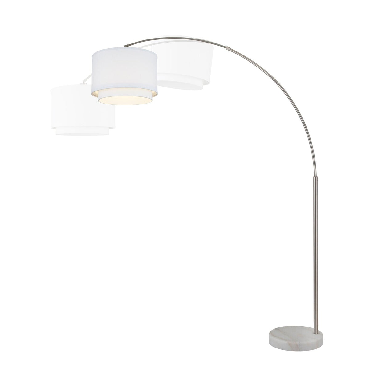 Q-Max Modern 81" Tall Standing Adjustable Arched Floor Lamp with Double Drum Shade and Marble Base