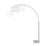 Q-Max Modern 81" Tall Standing Adjustable Arched Floor Lamp with Double Drum Shade and Marble Base