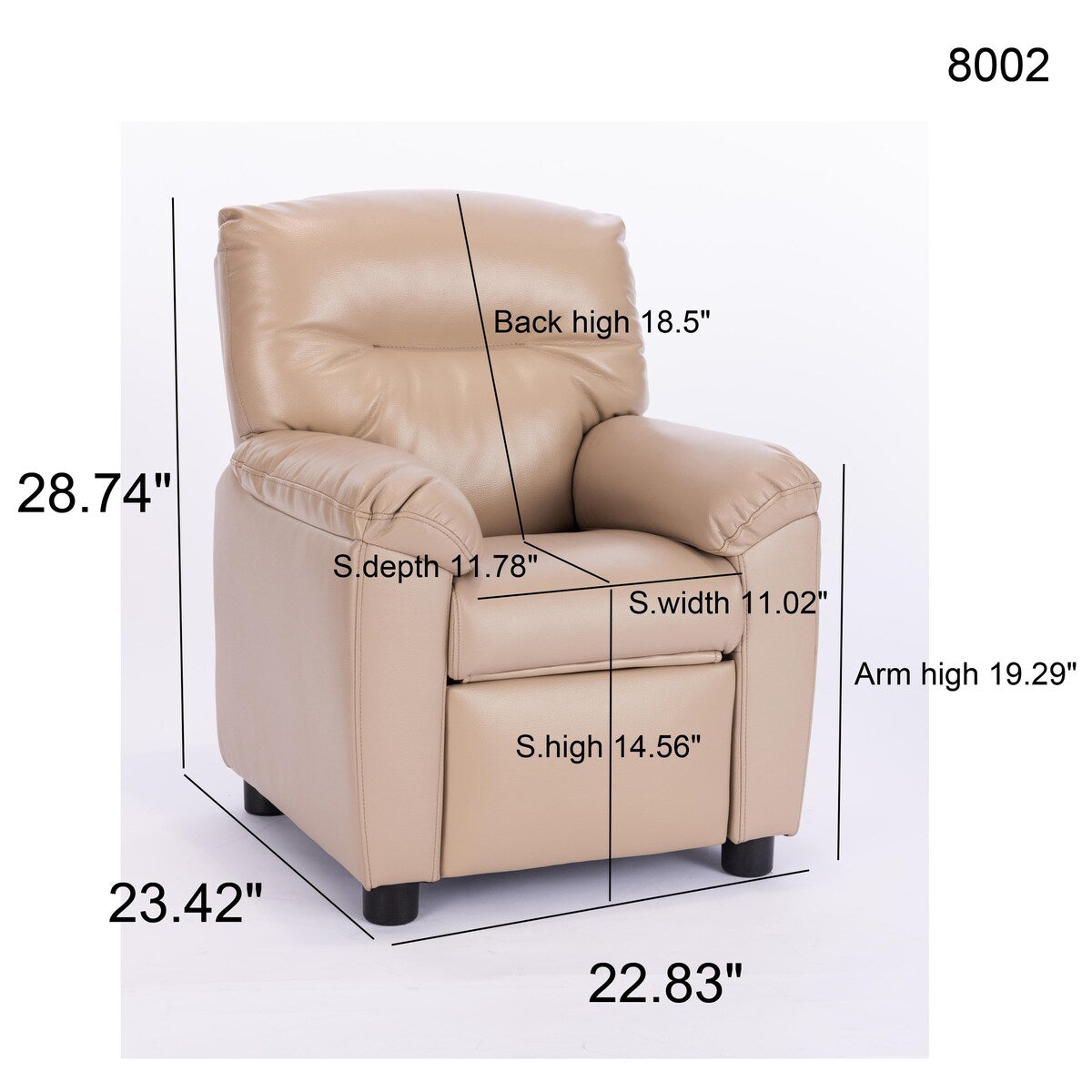 Q-Max Modern Kids Recliner Sofa Chair with Pillow Top Armrest and Footrest