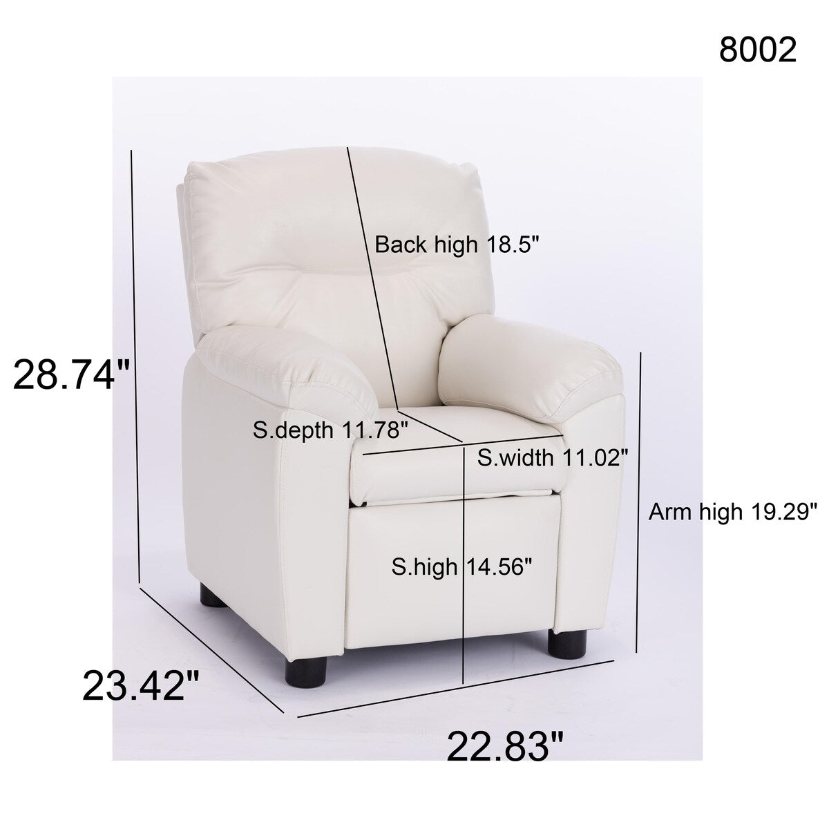 Q-Max Modern Kids Recliner Sofa Chair with Pillow Top Armrest and Footrest