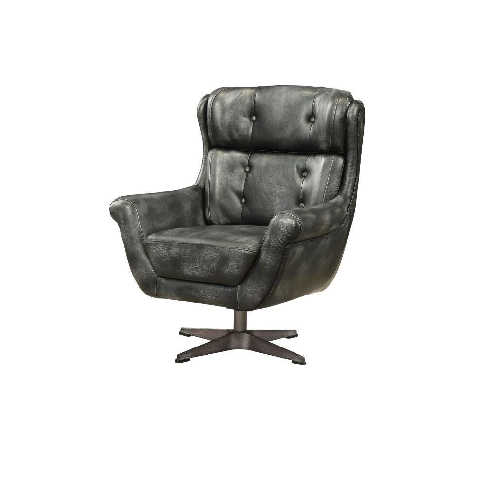 Q-Max Adjustable Vintage Black Top Grain Leather Living room chair