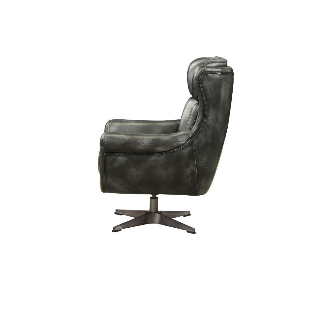Q-Max Adjustable Vintage Black Top Grain Leather Living room chair