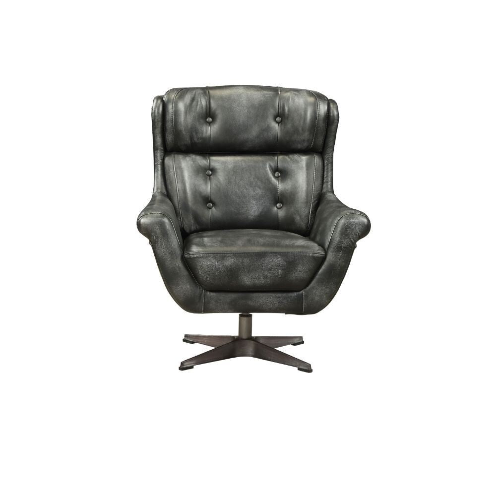 Q-Max Adjustable Vintage Black Top Grain Leather Living room chair