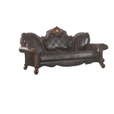 Q-Max Vintage Cherry Oak and PU Sofa w/3 Pillows