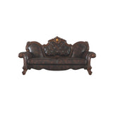 Q-Max Vintage Cherry Oak and PU Sofa w/3 Pillows
