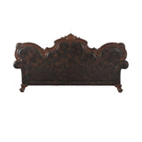 Q-Max Vintage Cherry Oak and PU Sofa w/3 Pillows