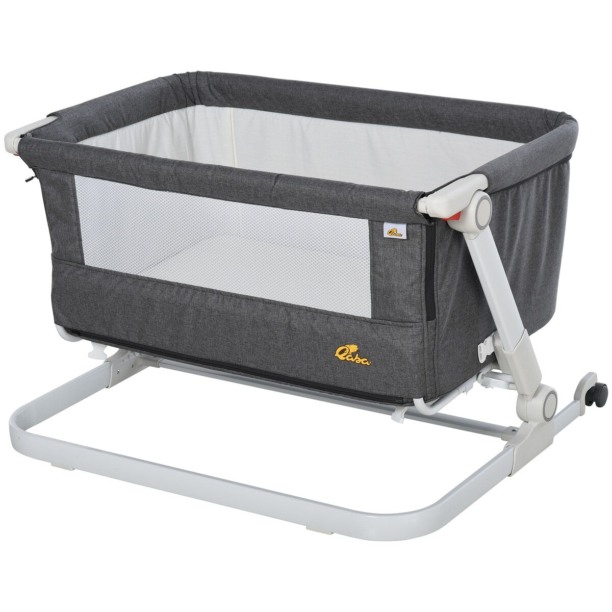 Qaba Bassinet Baby Folding and Adjustable Baby Crib for 0-5 Months with Easy Moving Wheels & 5 Height Levels