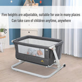 Qaba Bassinet Baby Folding and Adjustable Baby Crib for 0-5 Months with Easy Moving Wheels & 5 Height Levels