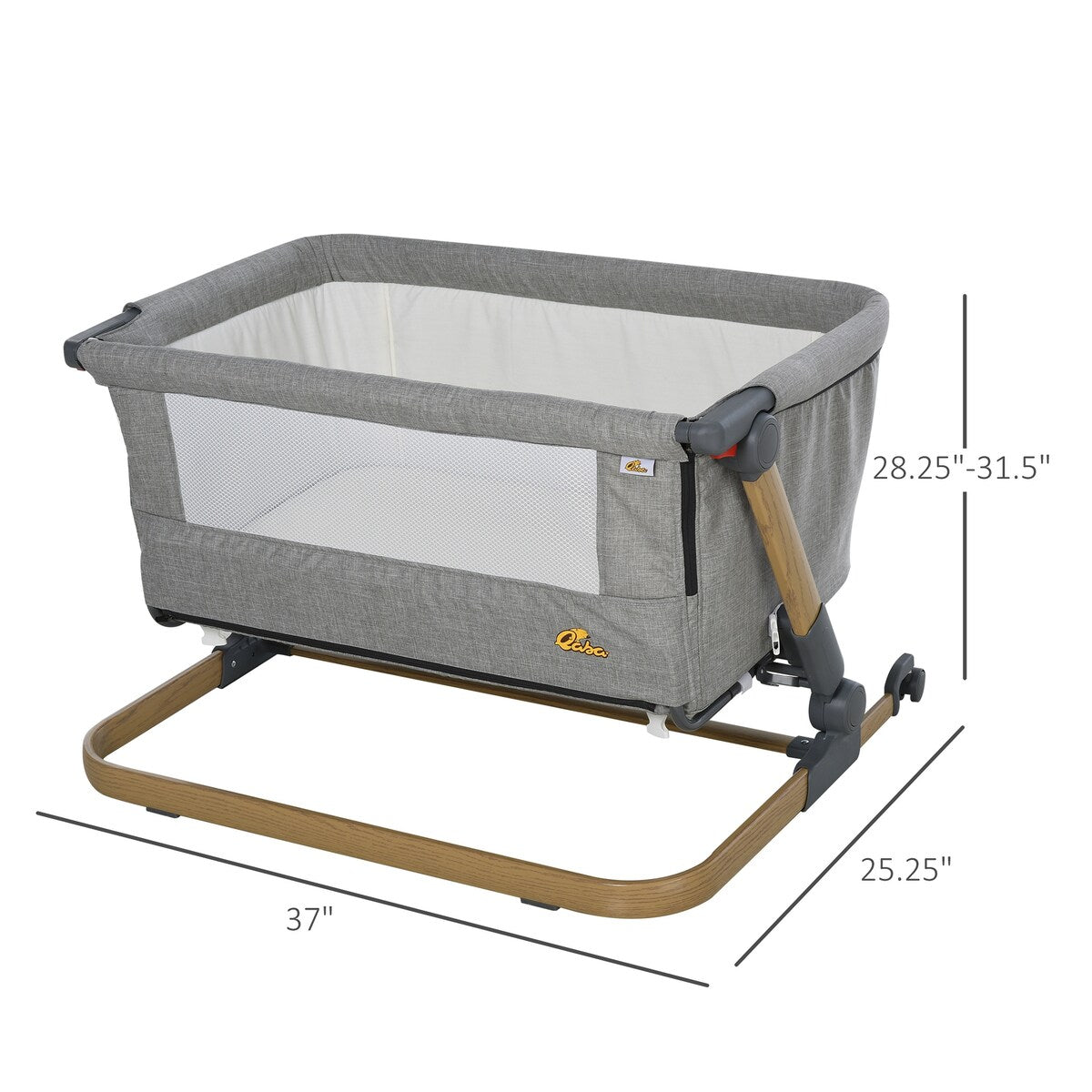 Qaba Bassinet Baby Folding and Adjustable Baby Crib for 0-5 Months with Easy Moving Wheels & 5 Height Levels