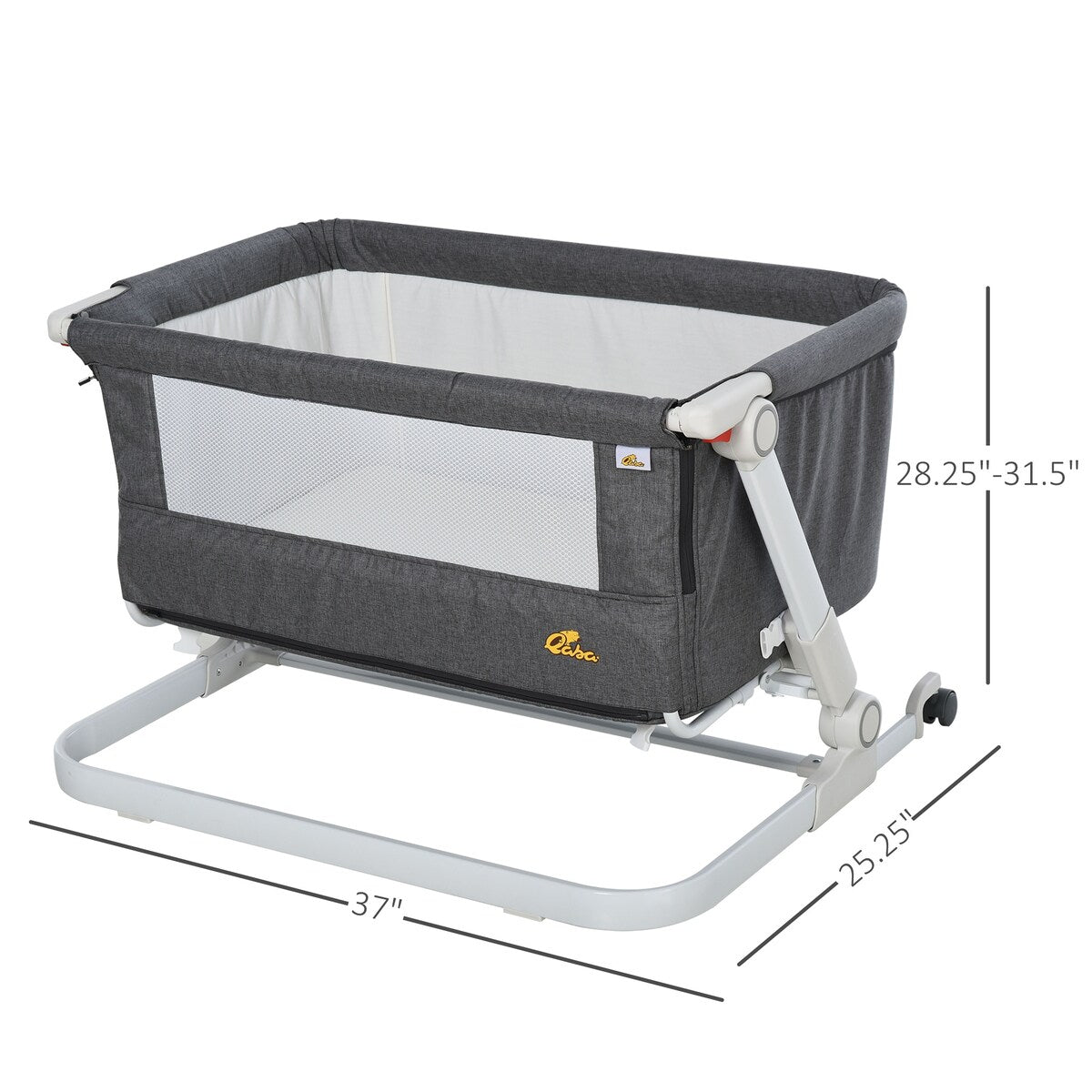 Qaba Bassinet Baby Folding and Adjustable Baby Crib for 0-5 Months with Easy Moving Wheels & 5 Height Levels