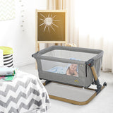 Qaba Bassinet Baby Folding and Adjustable Baby Crib for 0-5 Months with Easy Moving Wheels & 5 Height Levels