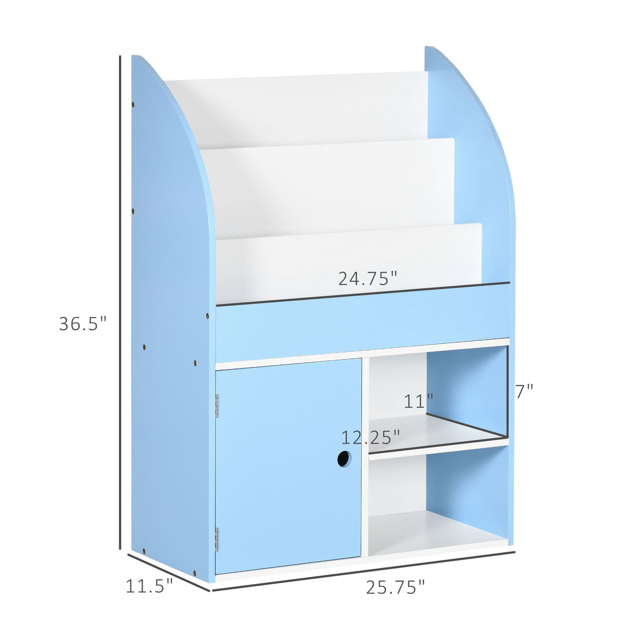 Qaba Bookshelf, Multi-Purpose Kids Toy Storage Organizer for Preschool & Early Reading, Kids Bookcase with Cabinet