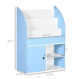 Qaba Bookshelf, Multi-Purpose Kids Toy Storage Organizer for Preschool & Early Reading, Kids Bookcase with Cabinet