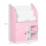 Qaba Bookshelf, Multi-Purpose Kids Toy Storage Organizer for Preschool & Early Reading, Kids Bookcase with Cabinet