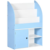 Qaba Bookshelf, Multi-Purpose Kids Toy Storage Organizer for Preschool & Early Reading, Kids Bookcase with Cabinet