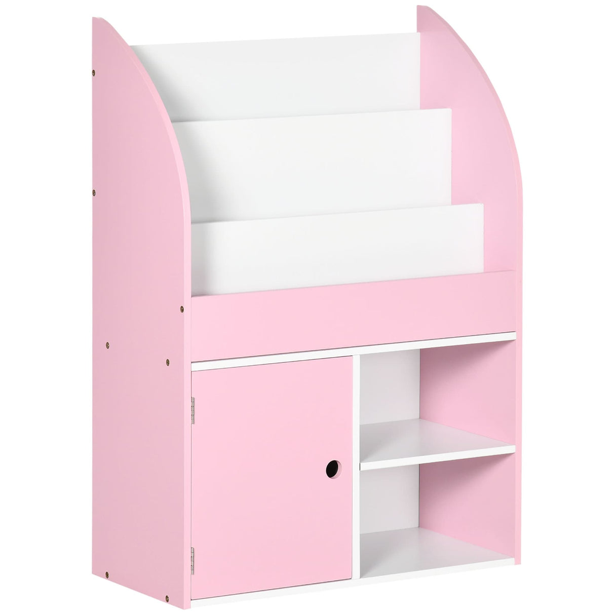Qaba Bookshelf, Multi-Purpose Kids Toy Storage Organizer for Preschool & Early Reading, Kids Bookcase with Cabinet