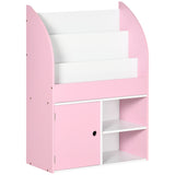 Qaba Bookshelf, Multi-Purpose Kids Toy Storage Organizer for Preschool & Early Reading, Kids Bookcase with Cabinet
