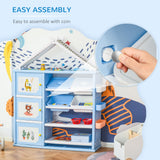 Qaba Toy, Clothing, and School Supplies Kids Storage Organizer Cabinet for Kids Bedroom Storage and More, Shelves with Bins