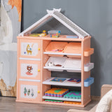 Qaba Toy, Clothing, and School Supplies Kids Storage Organizer Cabinet for Kids Bedroom Storage and More, Shelves with Bins