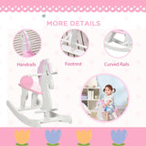 Qaba Wooden Rocking Horse, Baby Rocking Chair, for Toddlers 1-3, Kids Ride on Horse for Boys and Girls, Pink and White