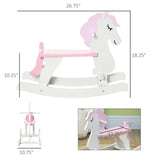 Qaba Wooden Rocking Horse, Baby Rocking Chair, for Toddlers 1-3, Kids Ride on Horse for Boys and Girls, Pink and White