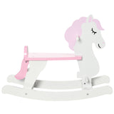 Qaba Wooden Rocking Horse, Baby Rocking Chair, for Toddlers 1-3, Kids Ride on Horse for Boys and Girls, Pink and White