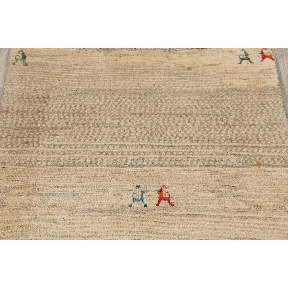 Qashqai Gabbeh Shiraz Hand Knotted Persian Modern Area Rug - 4'3" x 3'2"