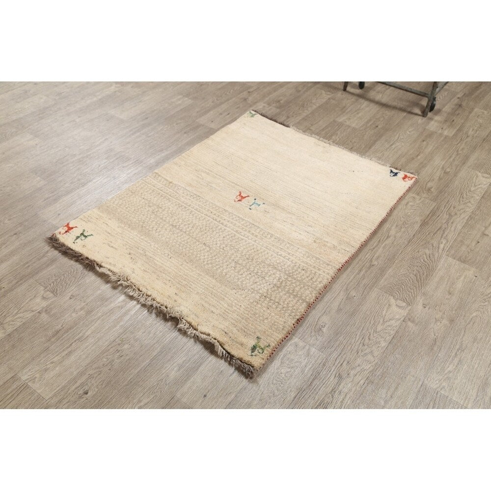 Qashqai Gabbeh Shiraz Hand Knotted Persian Modern Area Rug - 4'3" x 3'2"