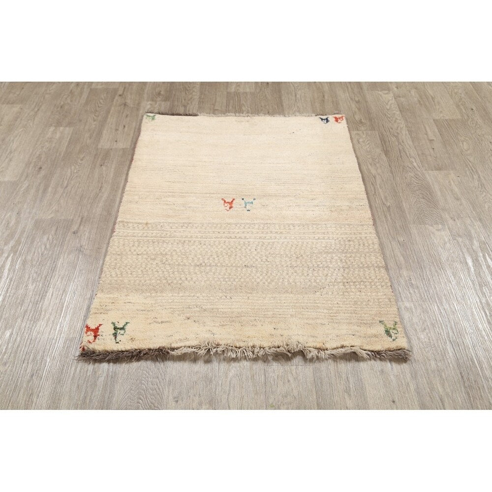 Qashqai Gabbeh Shiraz Hand Knotted Persian Modern Area Rug - 4'3" x 3'2"