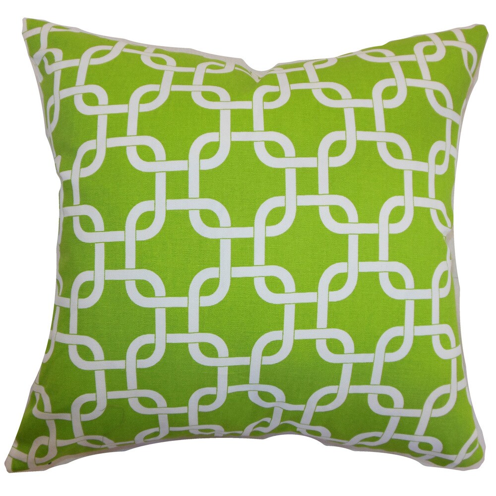 Qishn Geometric 24-inch Feather Throw Pillow Chartreuse