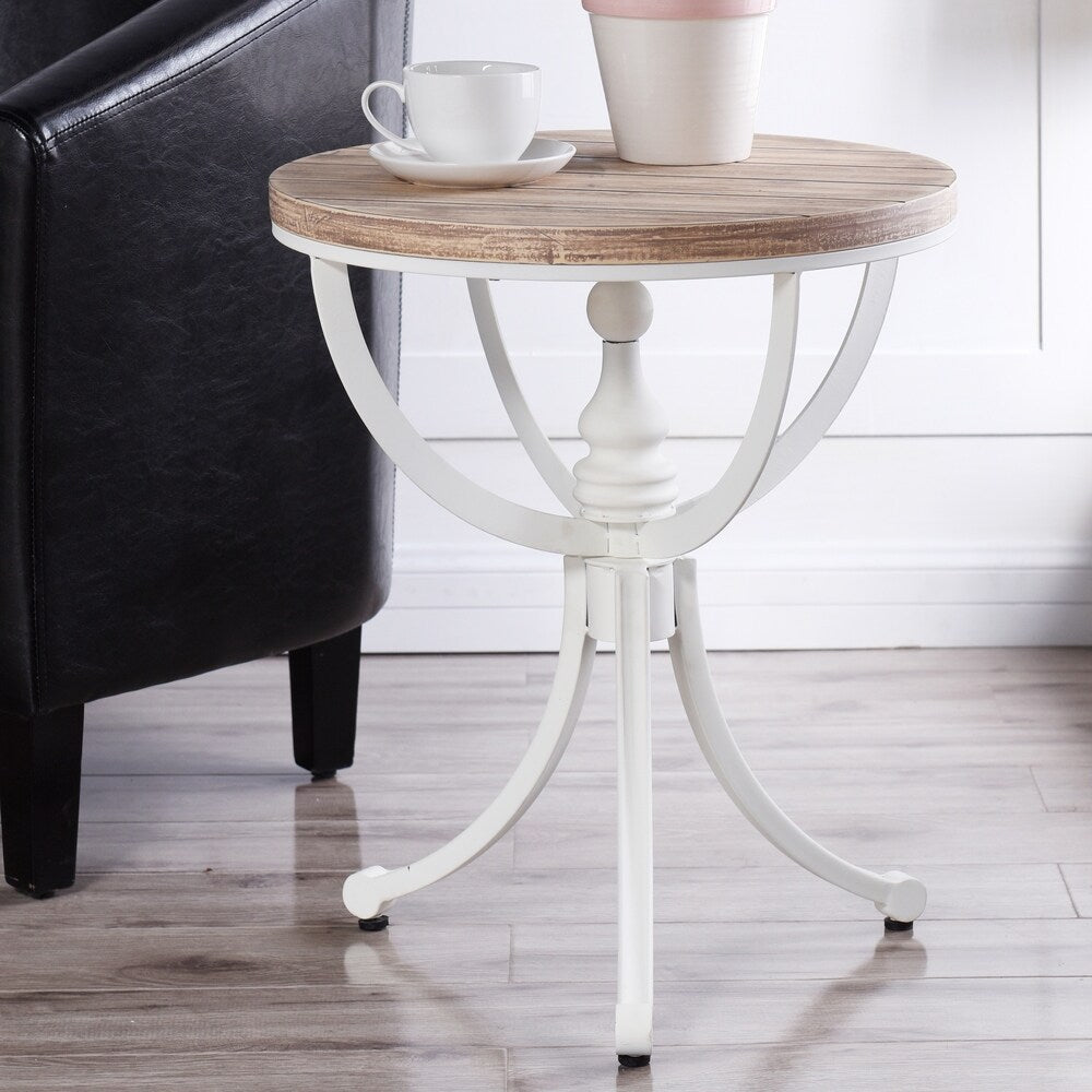 StyleCraft Quail Farm White and Natural Side Table