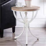 StyleCraft Quail Farm White and Natural Side Table