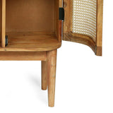 Quarrier Acacia Wood and Cane 3 Shelf Bookcase by Christopher Knight Home
