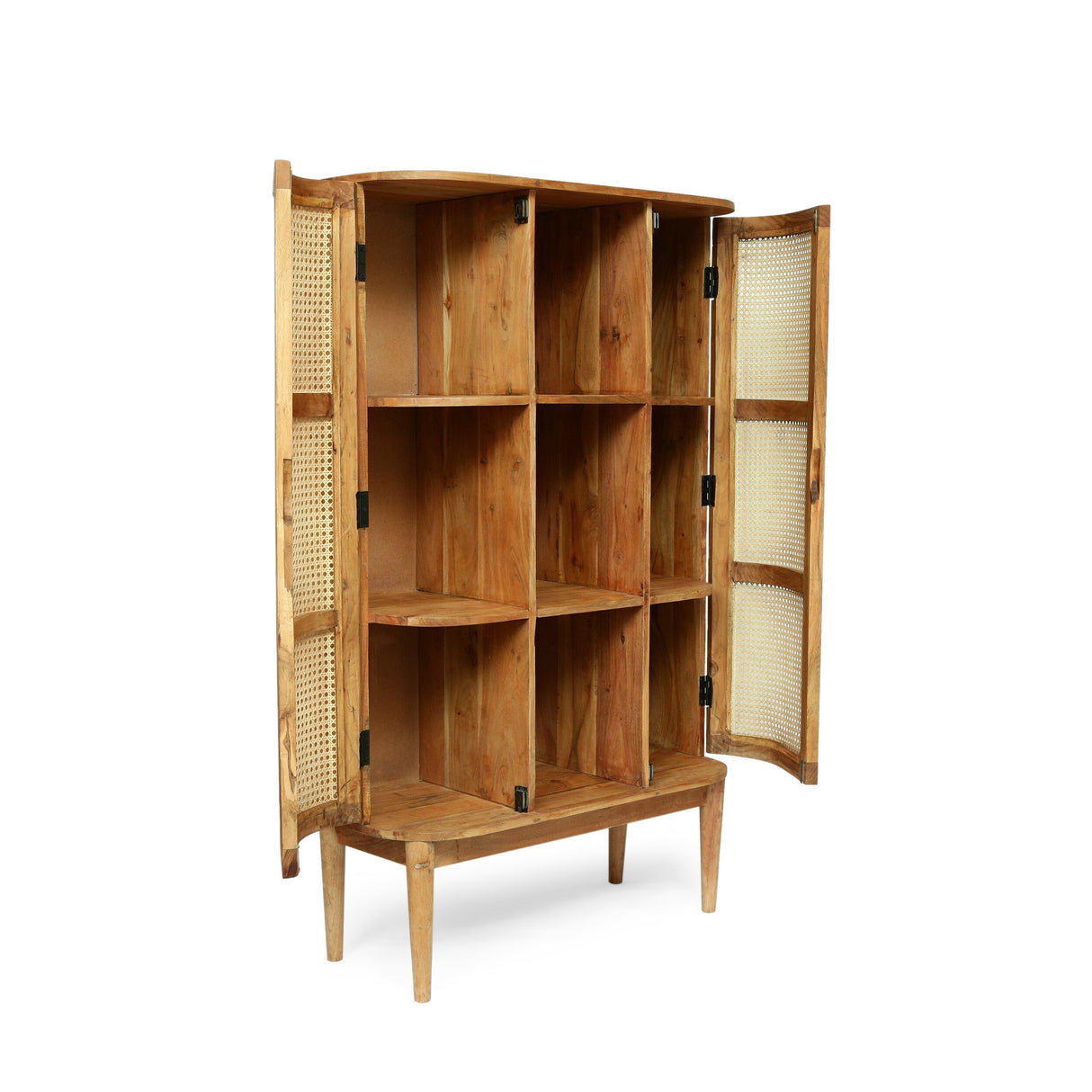 Quarrier Acacia Wood and Cane 3 Shelf Bookcase by Christopher Knight Home