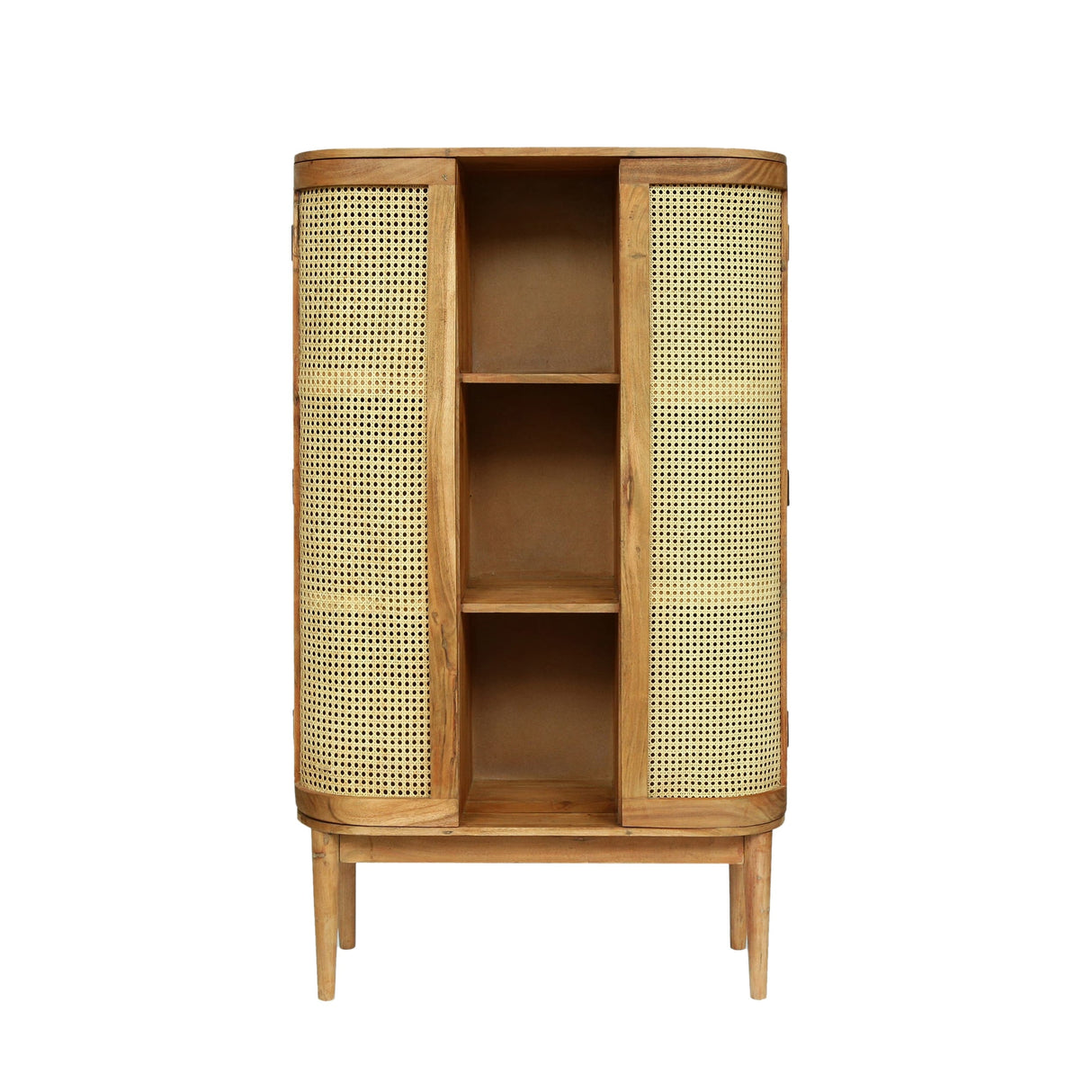 Quarrier Acacia Wood and Cane 3 Shelf Bookcase by Christopher Knight Home