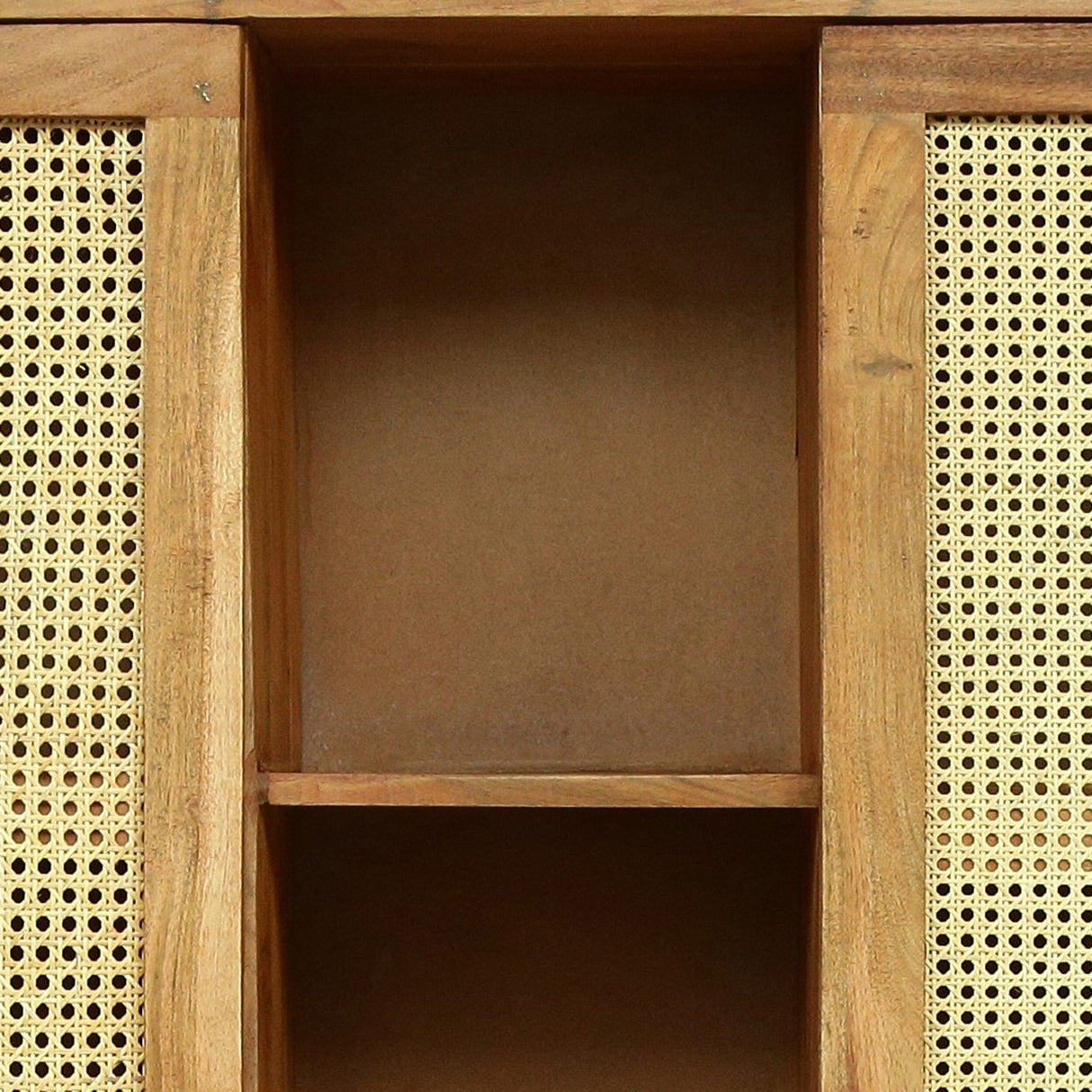 Quarrier Acacia Wood and Cane 3 Shelf Bookcase by Christopher Knight Home