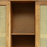 Quarrier Acacia Wood and Cane 3 Shelf Bookcase by Christopher Knight Home