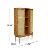 Quarrier Acacia Wood and Cane 3 Shelf Bookcase by Christopher Knight Home