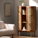 Quarrier Acacia Wood and Cane 3 Shelf Bookcase by Christopher Knight Home